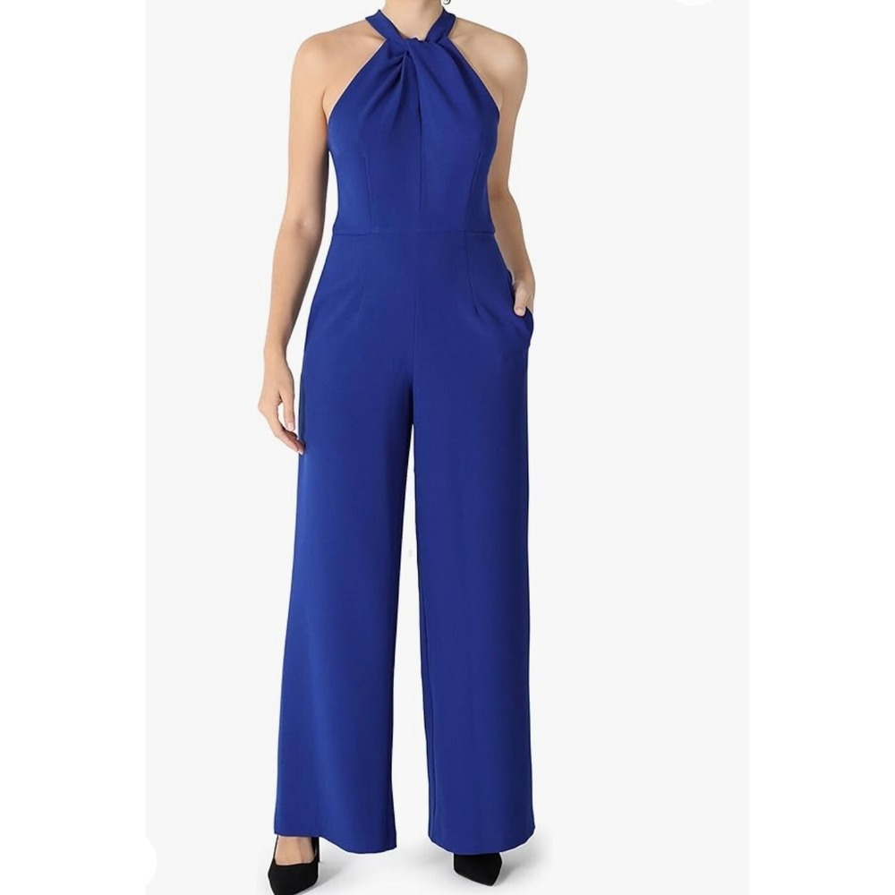 Julia Jordan Women's Halter Twist Neck Jumpsuit In Indigo Size 6